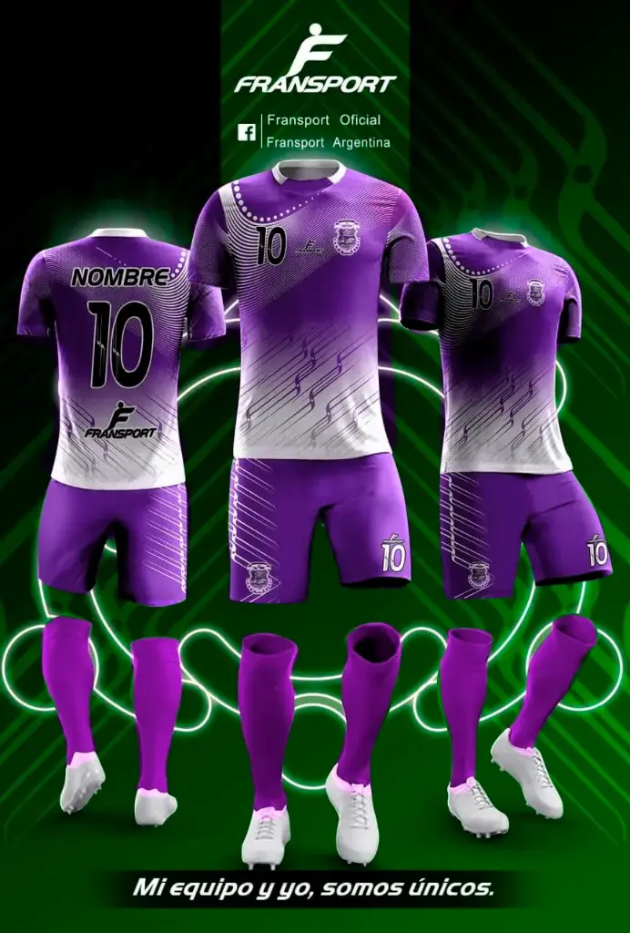 Poleras y corto Fútbol Diseño Fransport Personalizable full sublimado (Blanco)