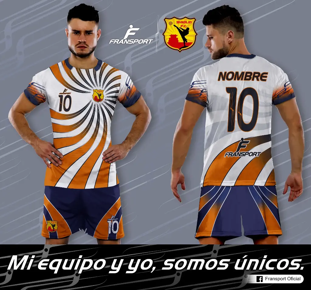 Poleras y corto Fútbol Diseño Fransport Personalizable full sublimado (Blanco)