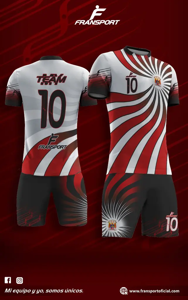 Poleras y corto Fútbol Diseño Fransport Personalizable full sublimado (Blanco)