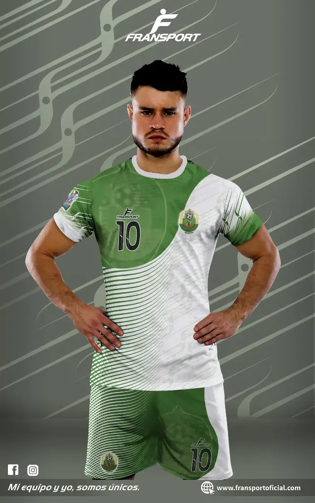 Poleras y corto Fútbol Diseño Fransport Personalizable full sublimado (Blanco)