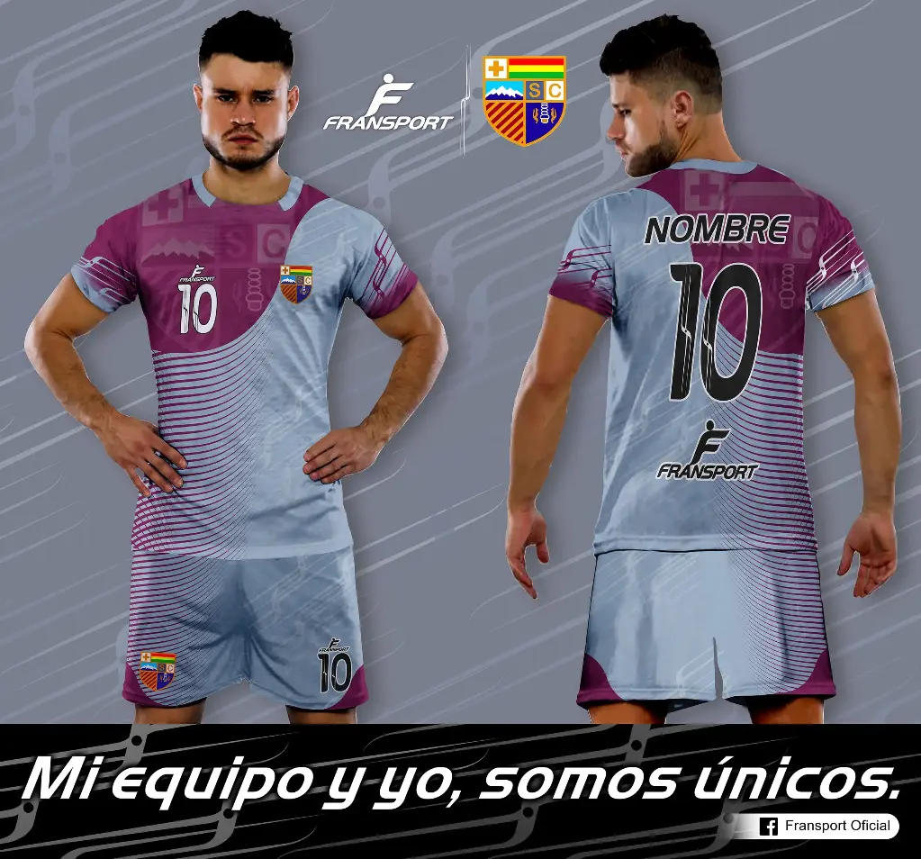 Poleras y corto Fútbol Diseño Fransport Personalizable full sublimado (Guindo)