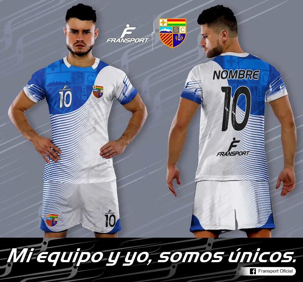 Poleras y corto Fútbol Diseño Fransport Personalizable full sublimado (Blanco)