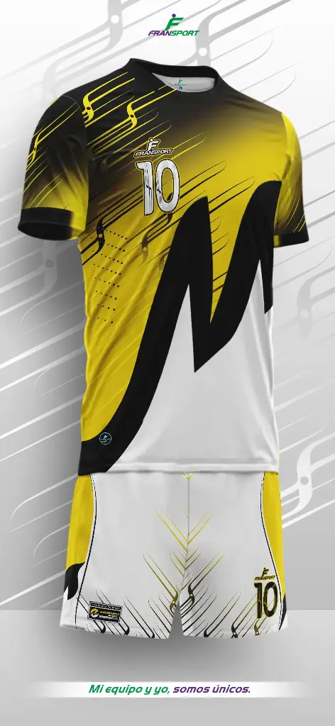 Poleras y corto Fútbol Diseño Fransport Personalizable full sublimado (Blanco)