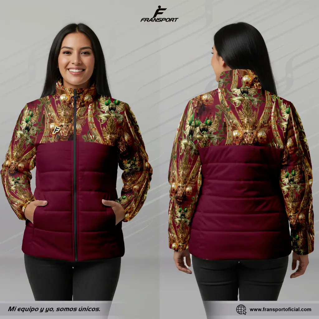 Chamarra termica mujer Estilo Folklor Bolivia – Diablada| Modelo Personalizable – Fransport - ID 1247