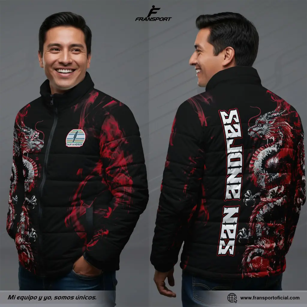 Chamarra termica varon Estilo Folklor Bolivia – Tinku | Modelo Personalizable – Fransport - ID 1258 (Negro)