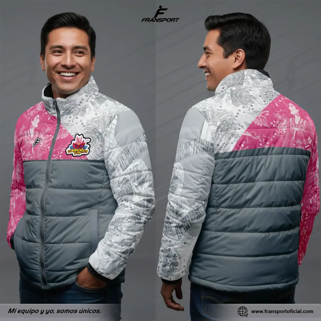 Chamarra termica varon Estilo Folklor Bolivia – Tinku | Modelo Personalizable – Fransport - ID 1258 (Rosa)