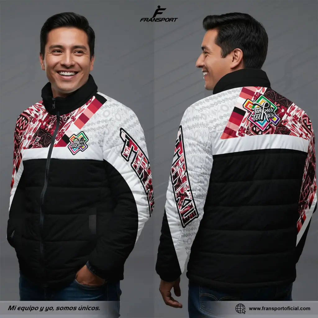 Chamarra termica varon Estilo Folklor Bolivia – Tinku | Modelo Personalizable – Fransport - ID 1258 (Negro)