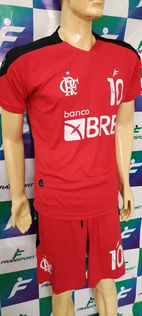 Poleras y corto Fútbol Diseño Fransport Personalizable sin sublimado (Negro)