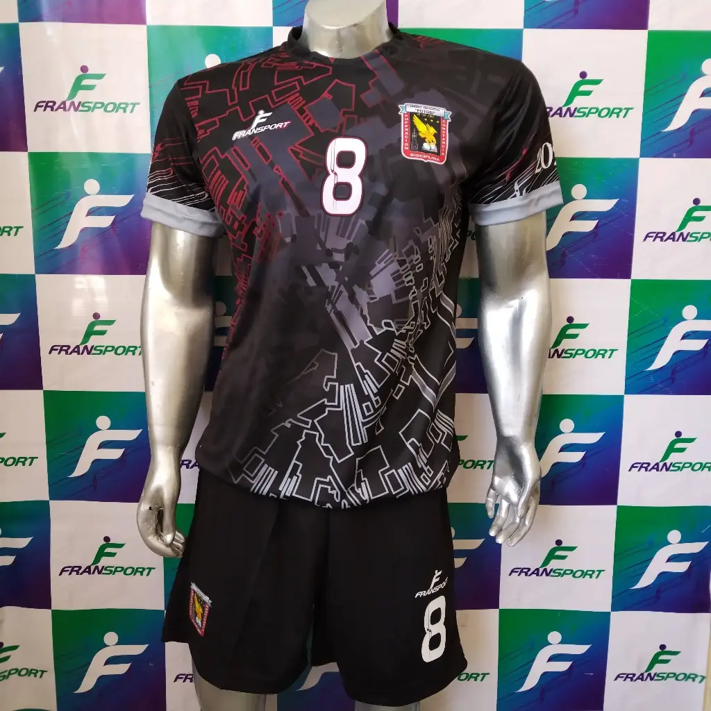 Poleras y corto Fútbol Diseño Fransport Personalizable sublimixto (Negro)