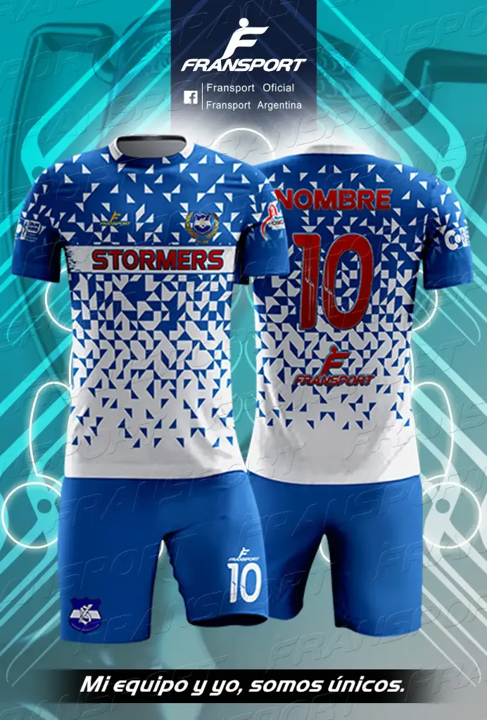 Poleras y corto Fútbol Diseño Fransport Personalizable sublimixto (Blanco)