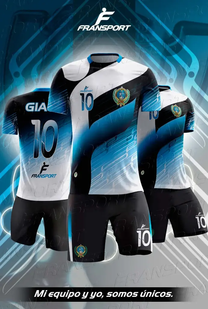 Poleras y corto Fútbol Diseño Fransport Personalizable sublimixto (Blanco)