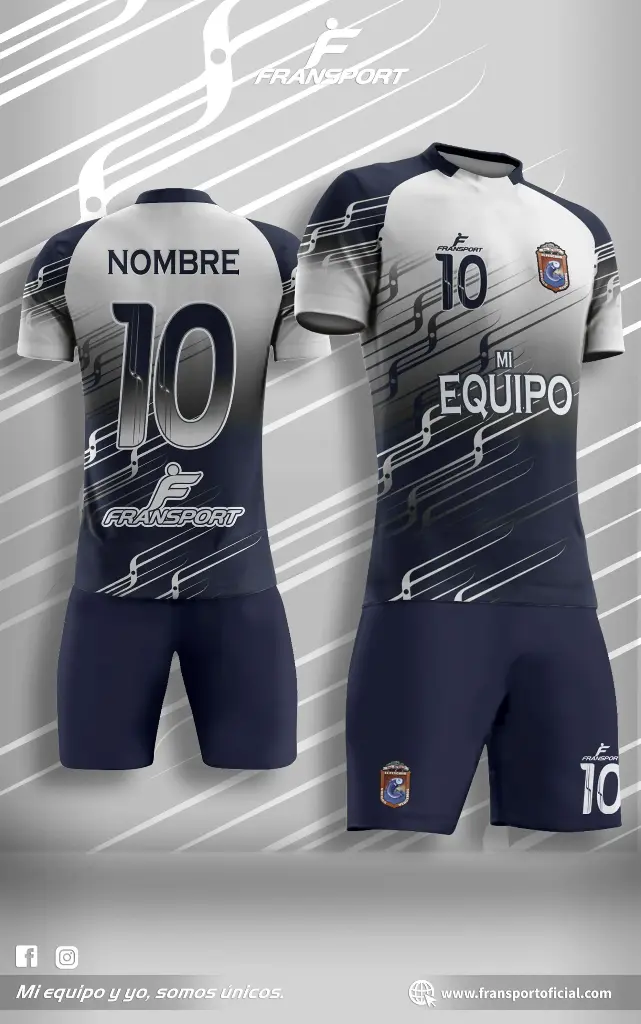 Poleras y corto Fútbol Diseño Fransport Personalizable sublimixto (Blanco)