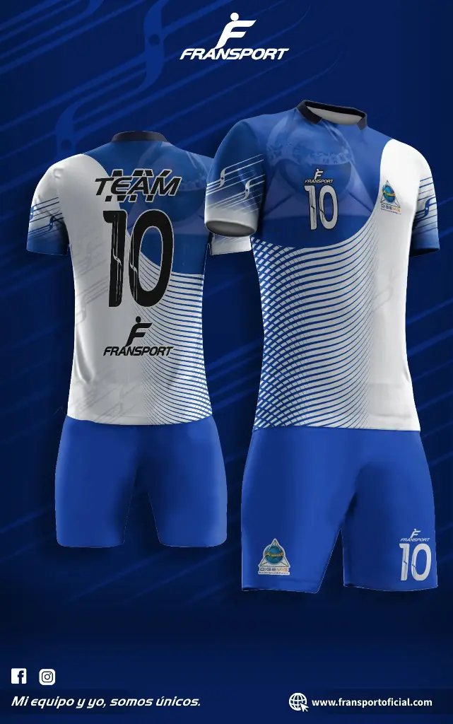Poleras y corto Fútbol Diseño Fransport Personalizable sublimixto (Blanco)