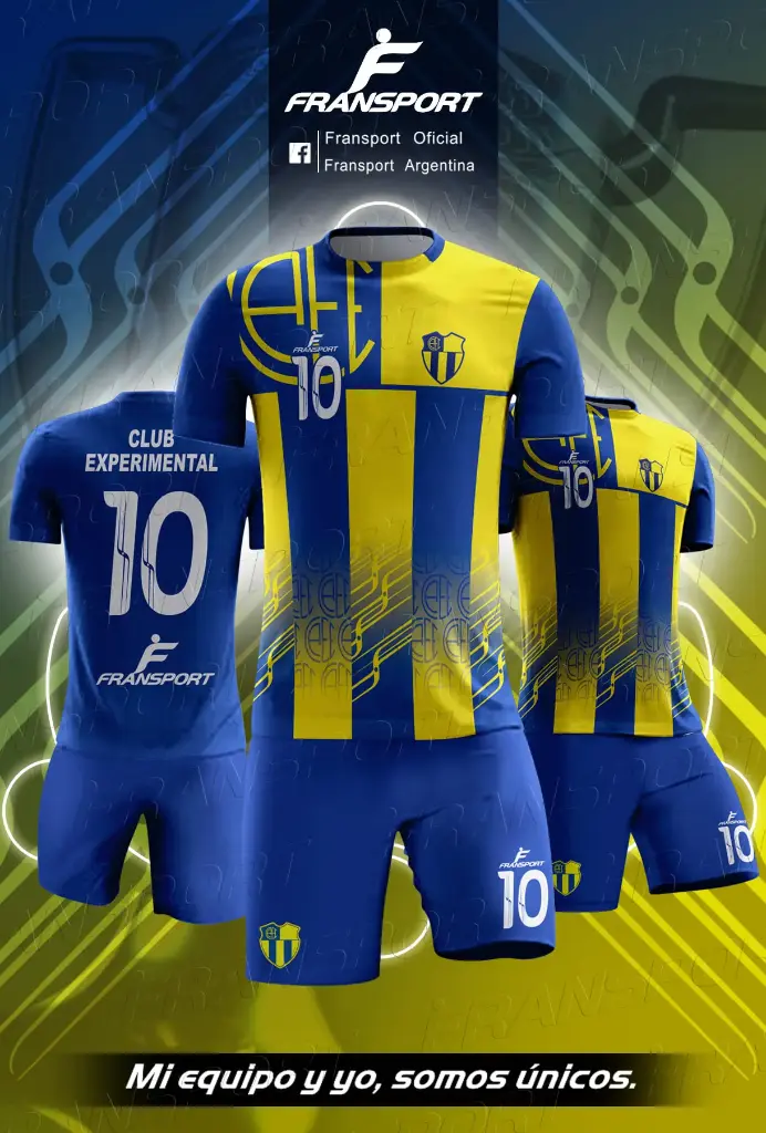 Poleras y corto Fútbol Diseño Fransport Personalizable sublimixto (Azul)