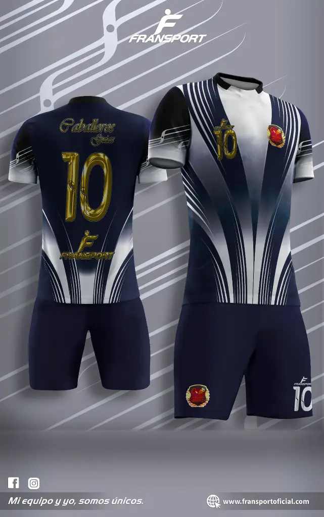 Poleras y corto Fútbol Diseño Fransport Personalizable sublimixto (Negro)