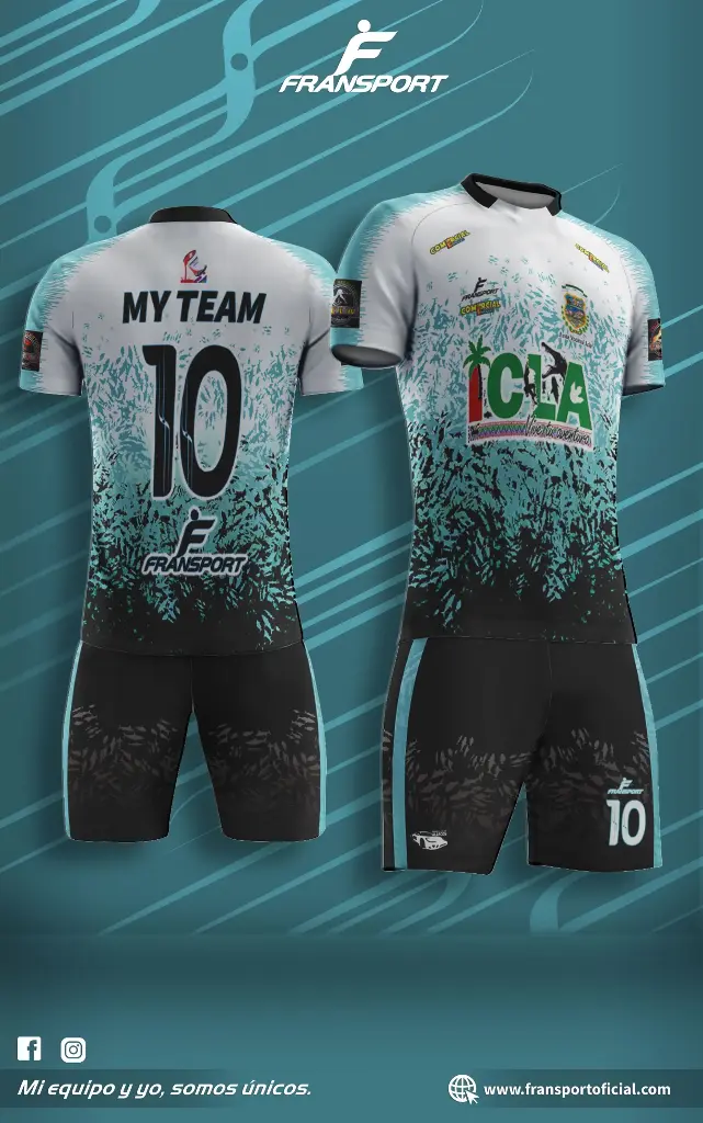 Poleras y corto Fútbol Diseño Fransport Personalizable sublimixto (Blanco)