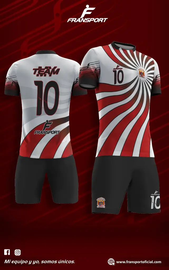 Poleras y corto Fútbol Diseño Fransport Personalizable sublimixto (Blanco)