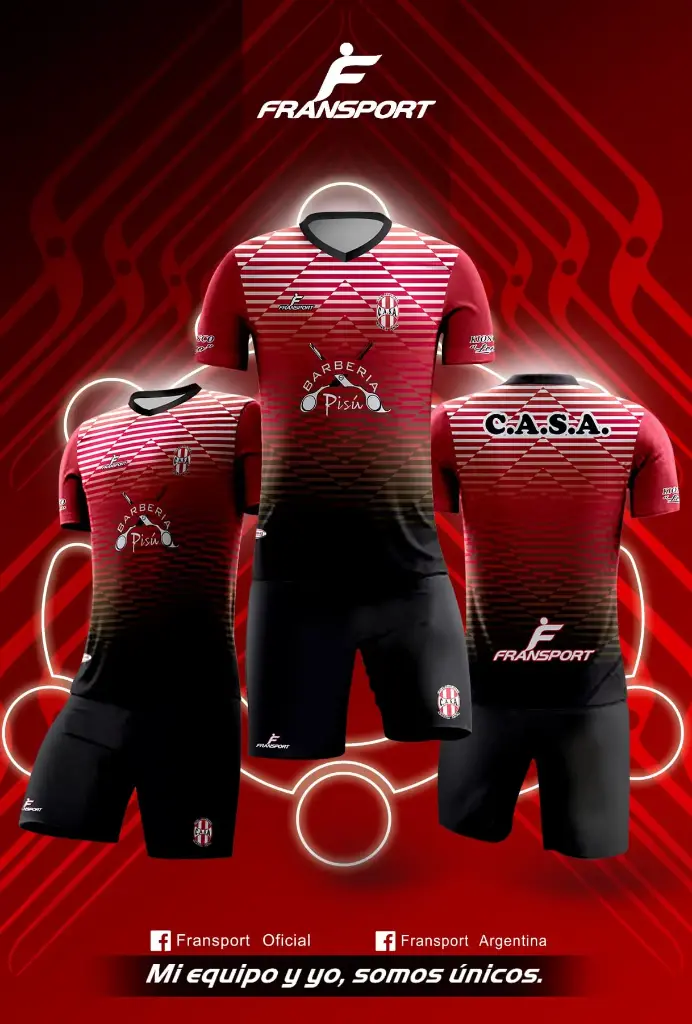 Poleras y corto Fútbol Diseño Fransport Personalizable sublimixto (Negro)