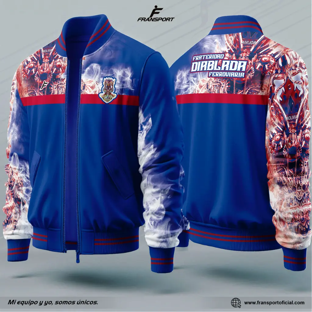Bomber Estilo Folklor Bolivia – Diablada | Modelo Personalizable – Fransport - ID 1264 (Azul)