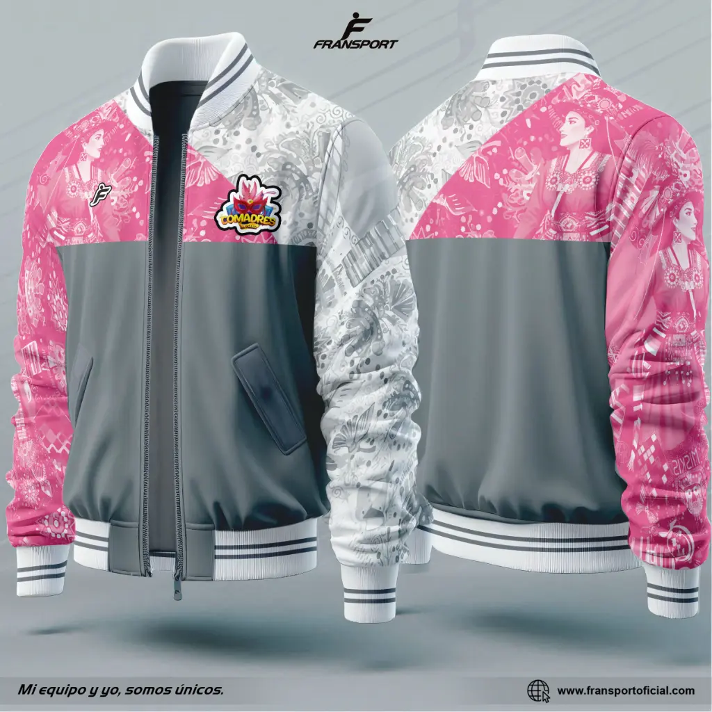 Bomber Estilo Folklor Bolivia – Tinku | Modelo Personalizable – Fransport - ID 1261 (Rosa)