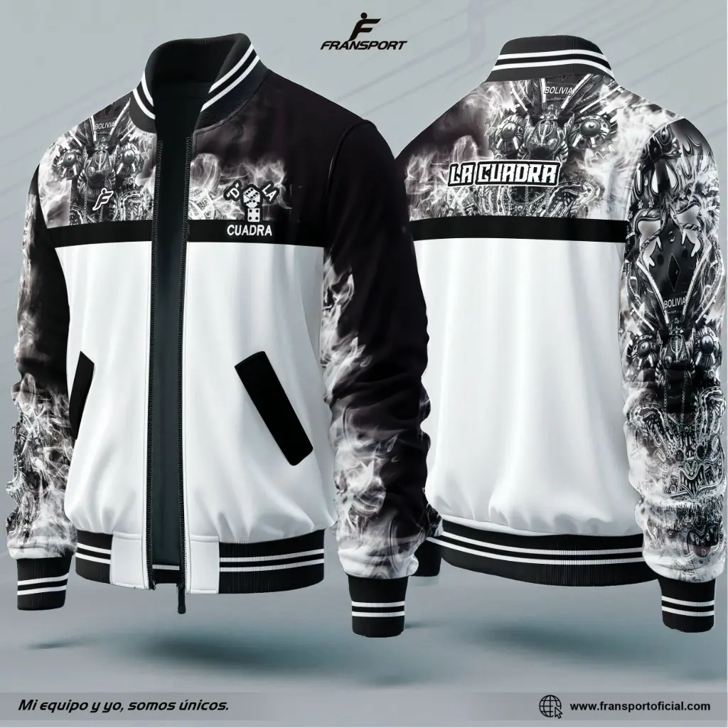 Bomber Estilo Folklor Bolivia – Diablada | Modelo Personalizable – Fransport - ID 1260 (Blanco)