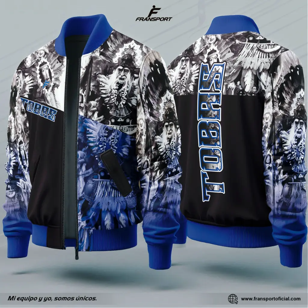 Bomber personalizable Fransport estilo folklorico (Negro)