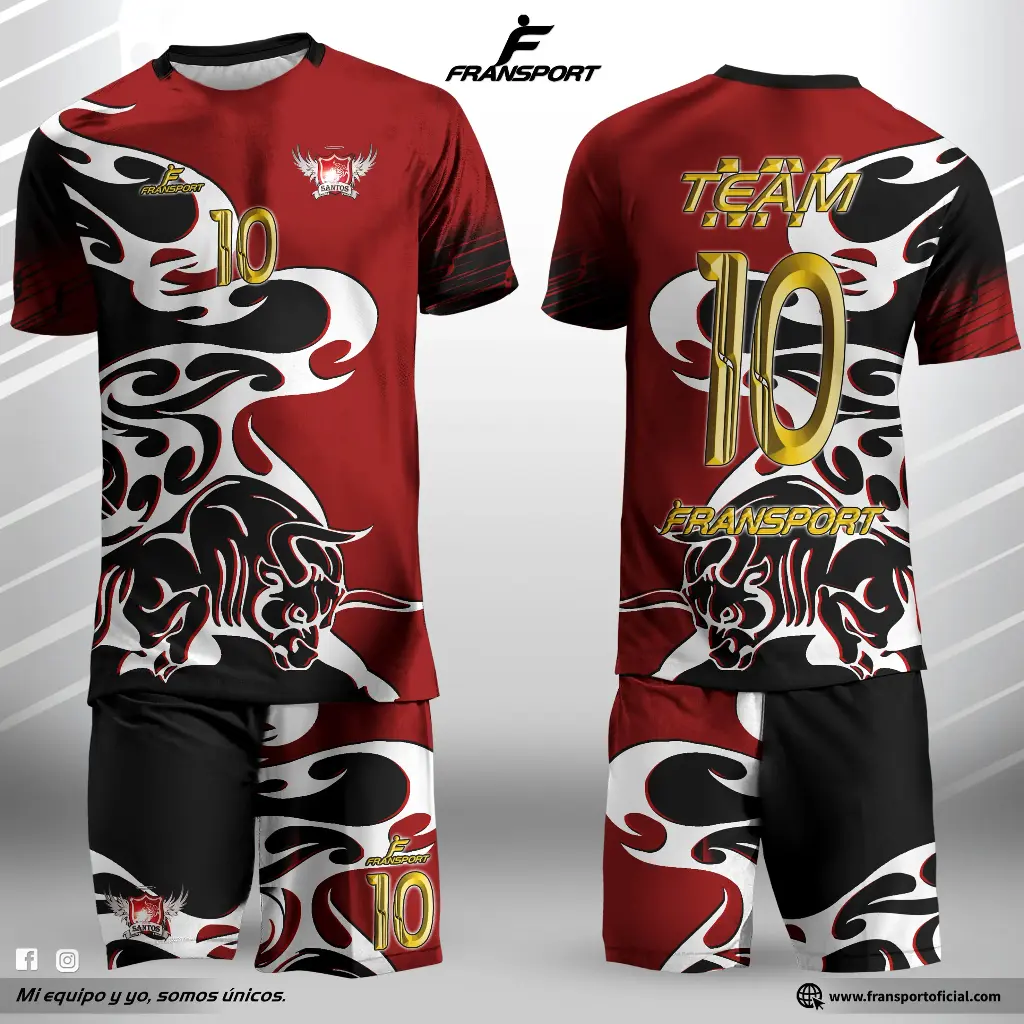 Poleras y corto Fútbol Diseño Fransport Personalizable full sublimado (Blanco)