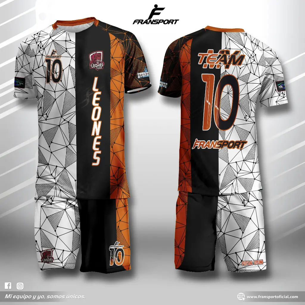 Poleras y corto Fútbol Diseño Fransport Personalizable full sublimado (Blanco)