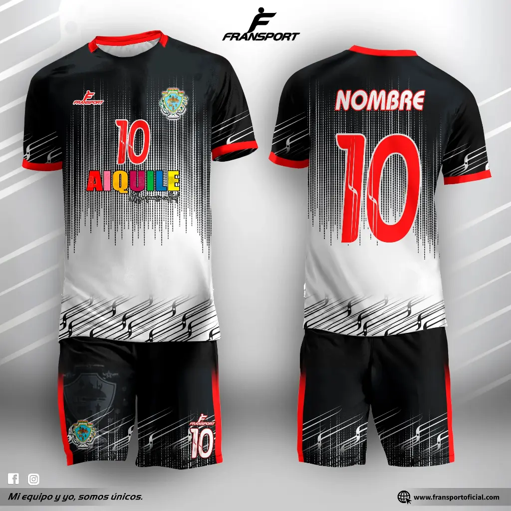 Poleras y corto Fútbol Diseño Fransport Personalizable full sublimado (Blanco)