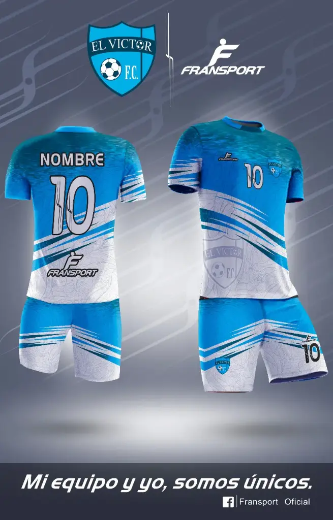 Poleras y corto Fútbol Diseño Fransport Personalizable full sublimado (Blanco)