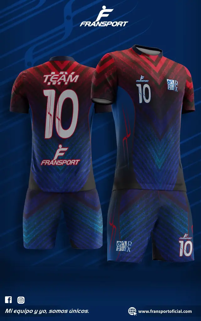 Poleras y corto Fútbol Diseño Fransport Personalizable full sublimado (Azul marino)