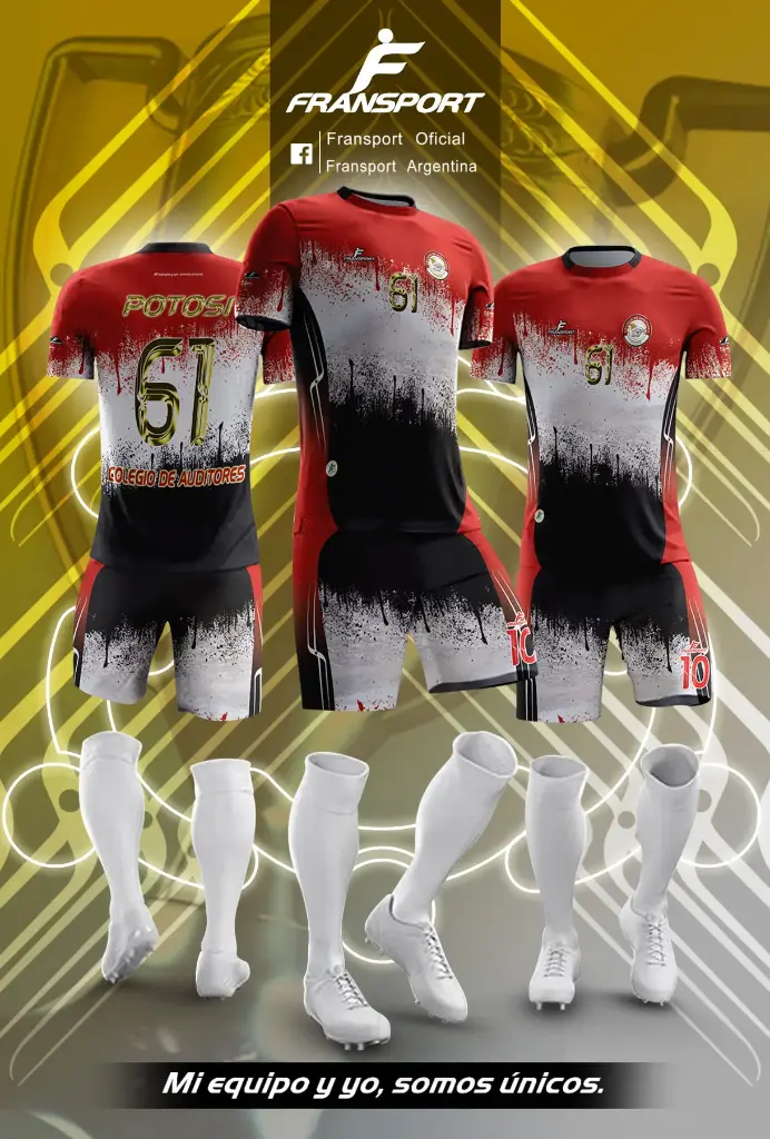 Poleras y corto Fútbol Diseño Fransport Personalizable full sublimado (Blanco)