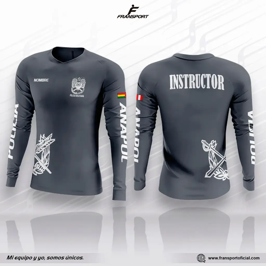 Polera suelta manga larga estilo policial - personalizable