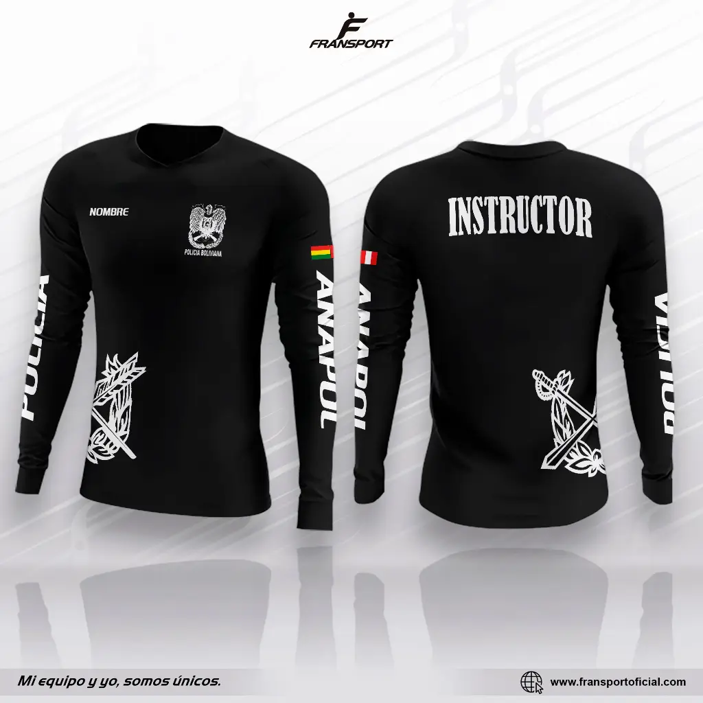 Polera suelta manga larga estilo policial - personalizable