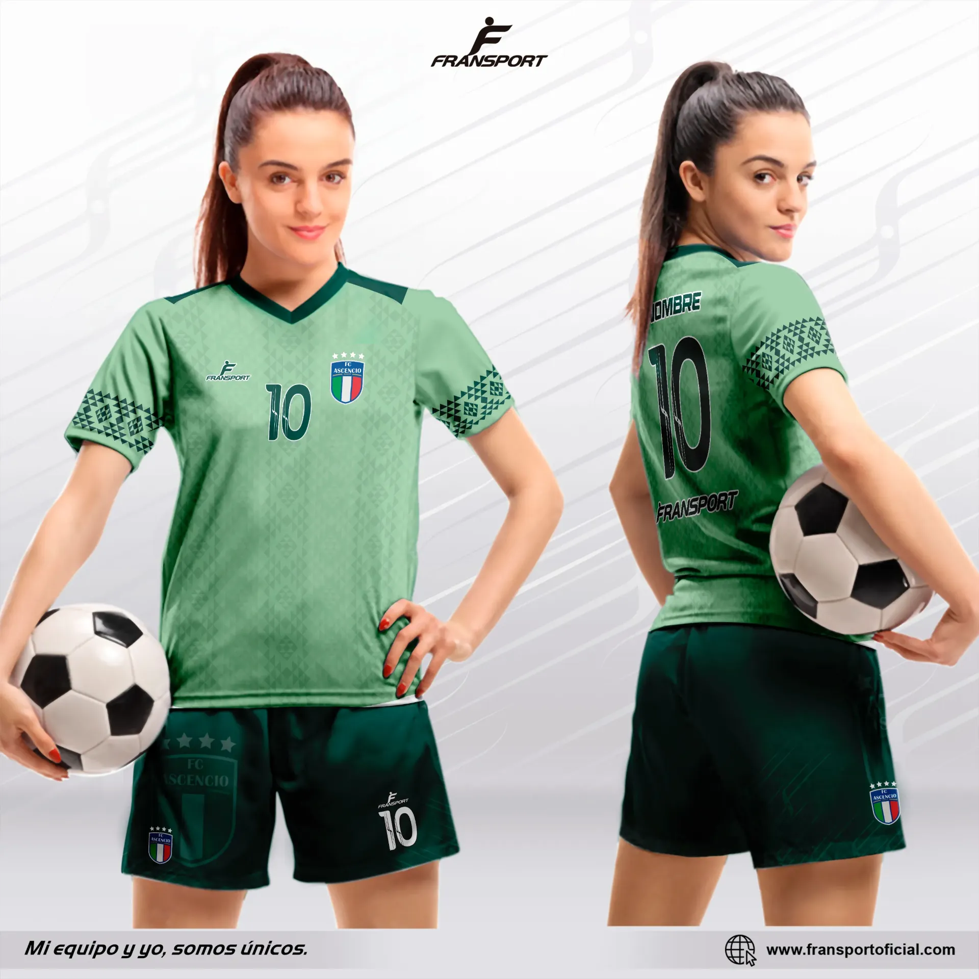 Poleras y corto Fútbol Diseño Fransport Personalizable full sublimado - CRM 721