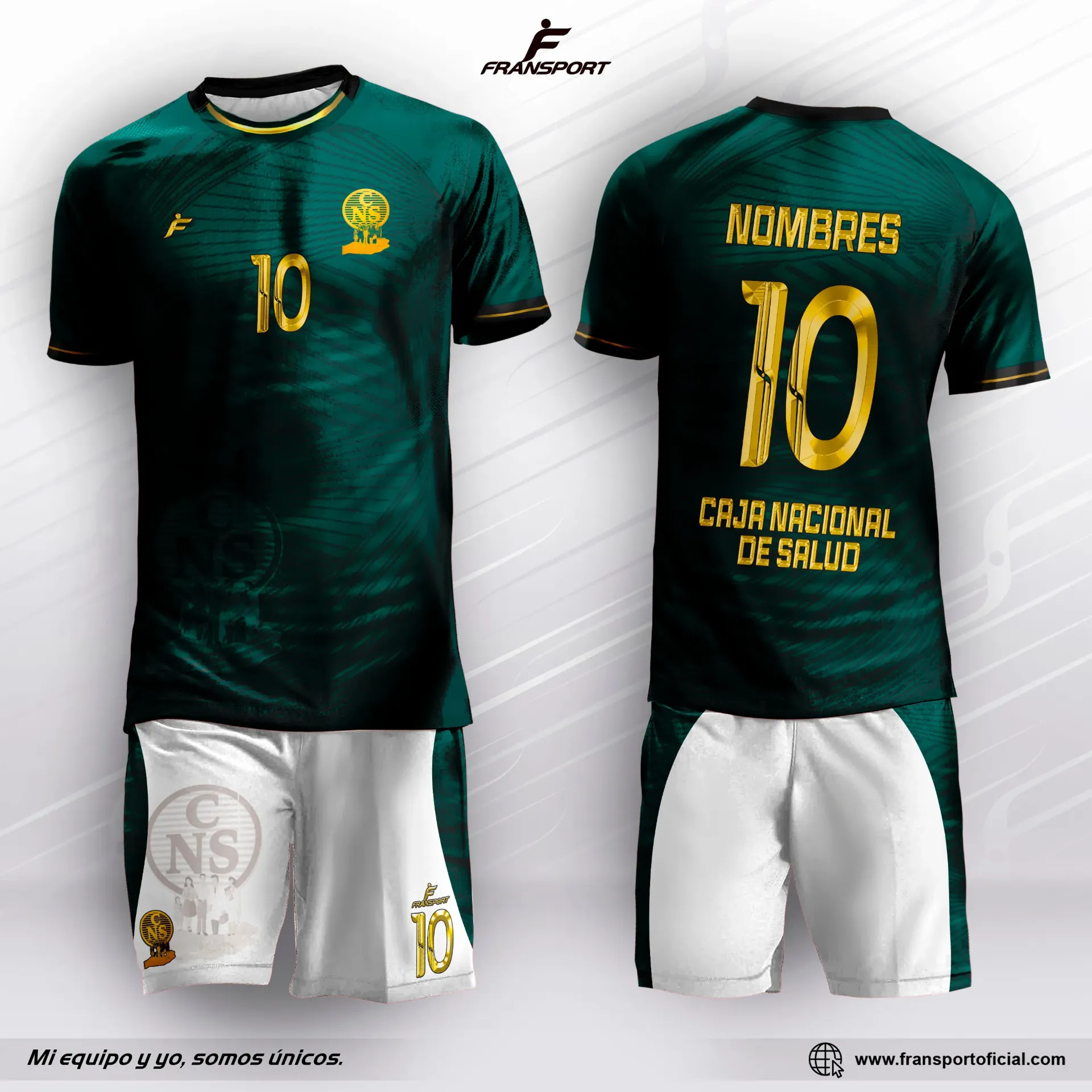 Poleras y corto Fútbol Diseño Fransport Personalizable sublimixto - CRM 935 (Blanco)