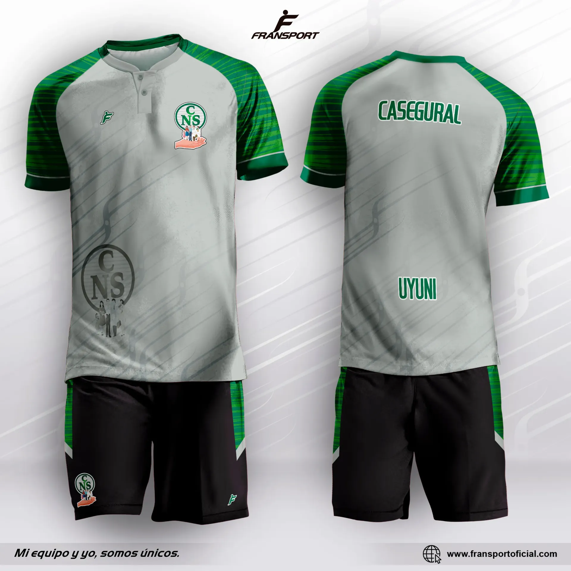 Poleras y corto Fútbol Diseño Fransport Personalizable sublimixto - CRM 948 (Negro)