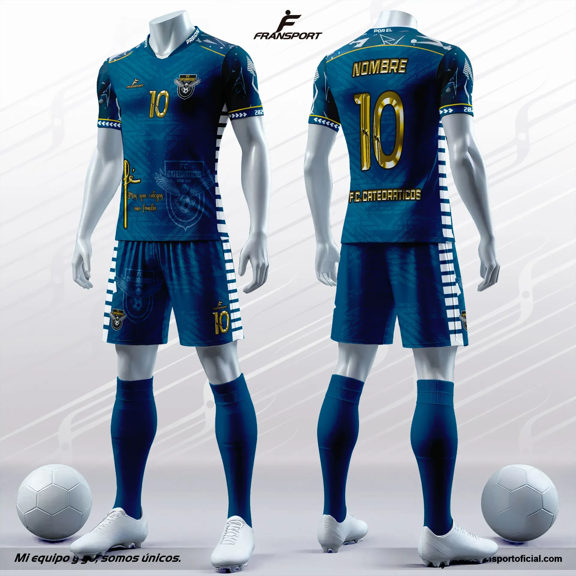 Poleras y corto Fútbol Diseño Fransport Personalizable full sublimado - CRM 952