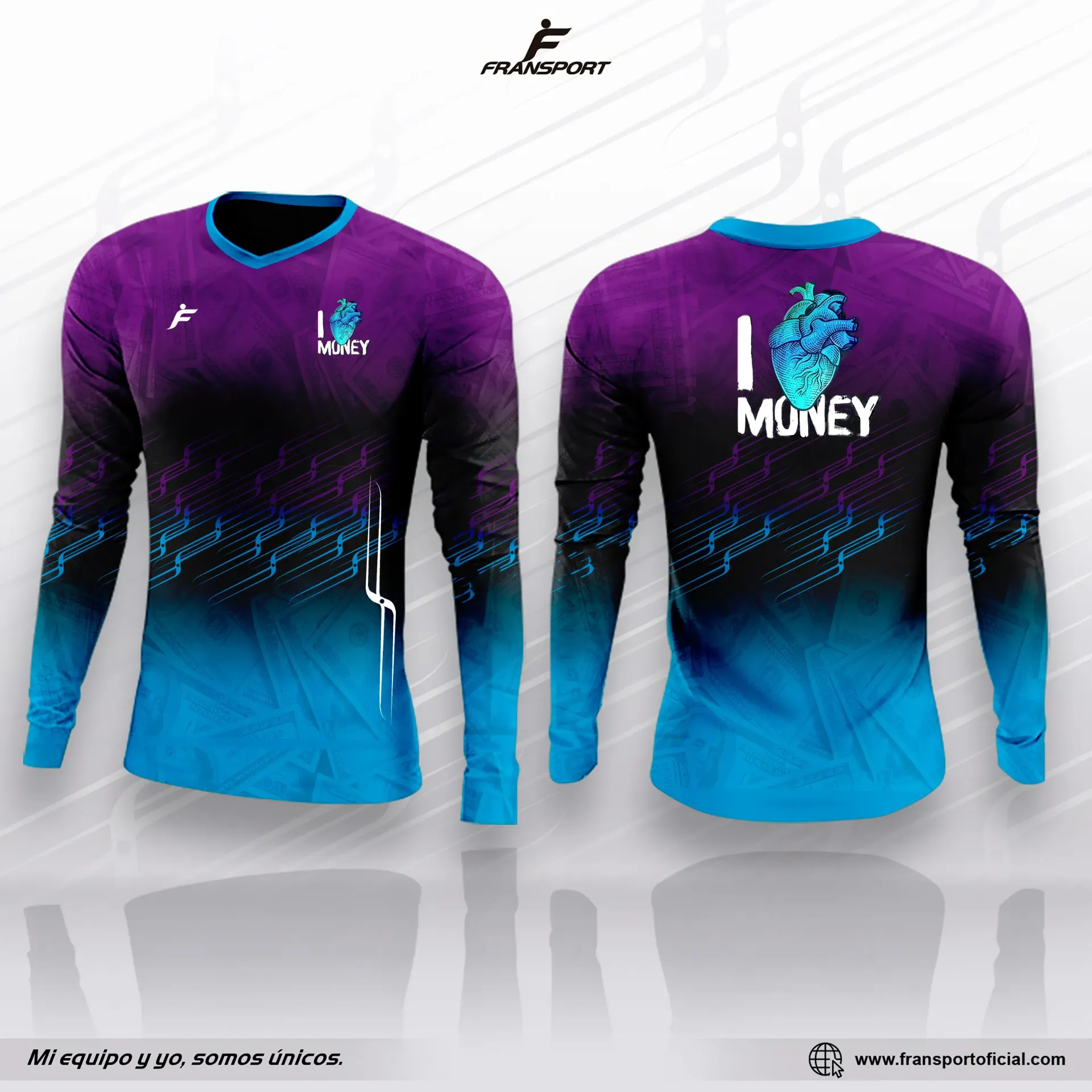 Camisetas personalizables Fransport estilo casual - full sublimado (Turqueza)