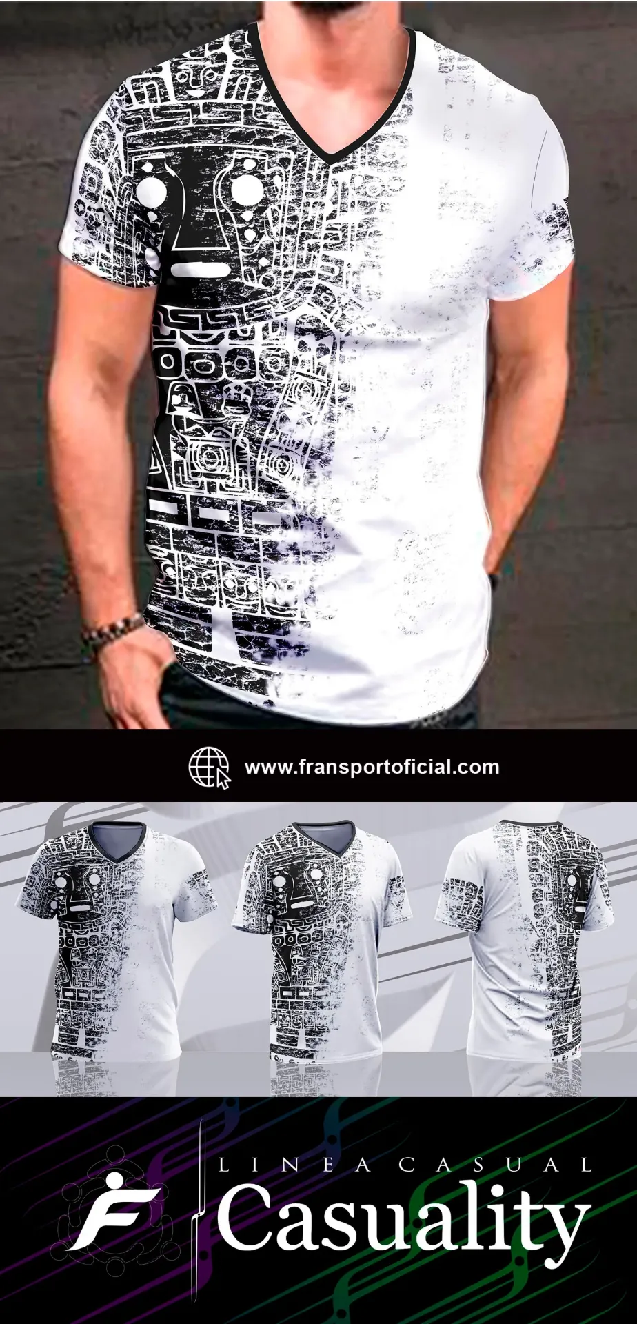 Camisetas personalizables Fransport estilo casual - full sublimado (Blanco)