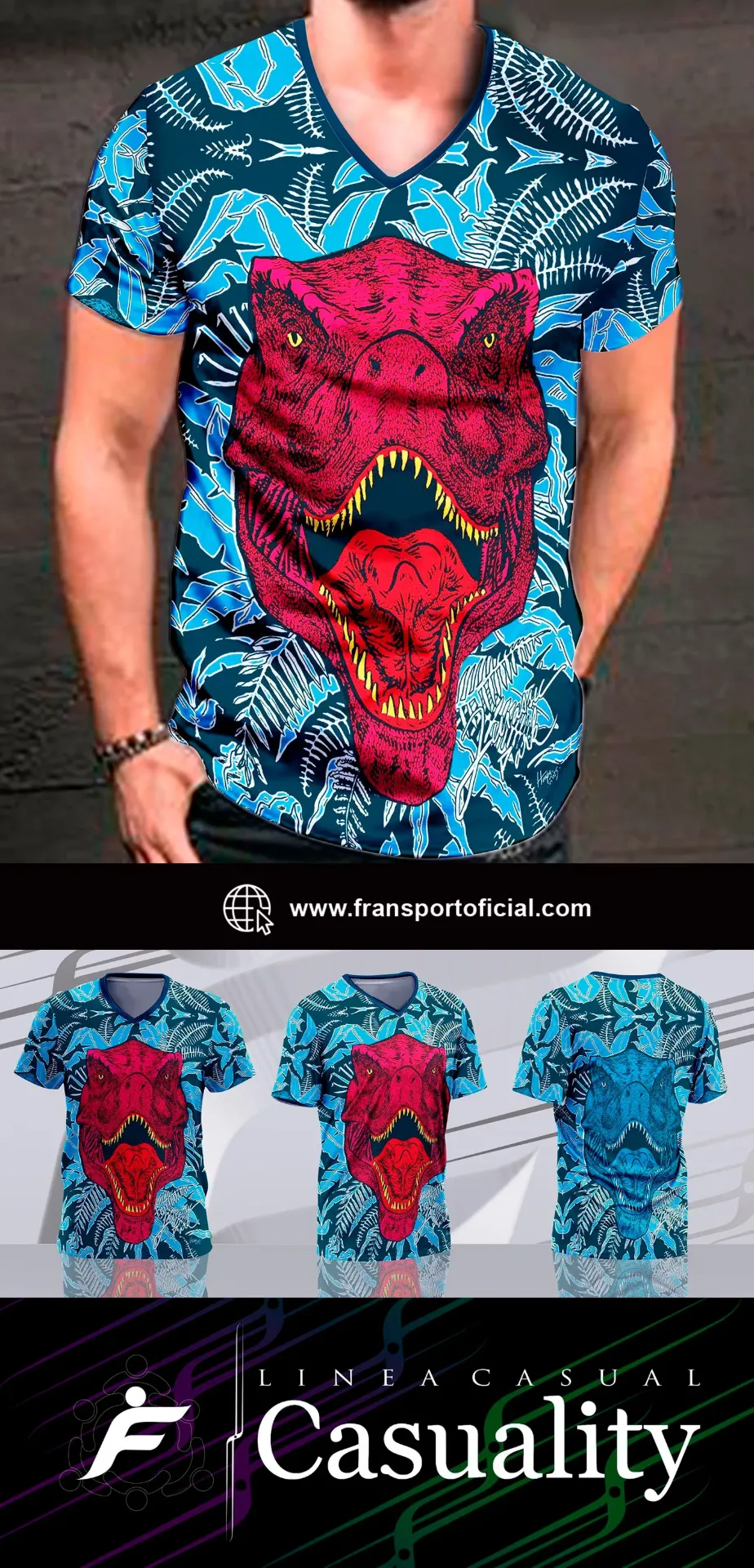 Camisetas personalizables Fransport estilo casual - full sublimado (Celeste)