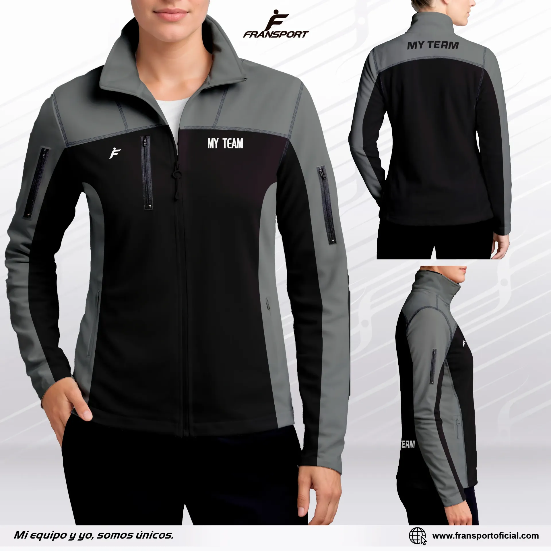 Chamarras en Micropolar Personalizables Fransport - ID 1419 mujer (Negro)