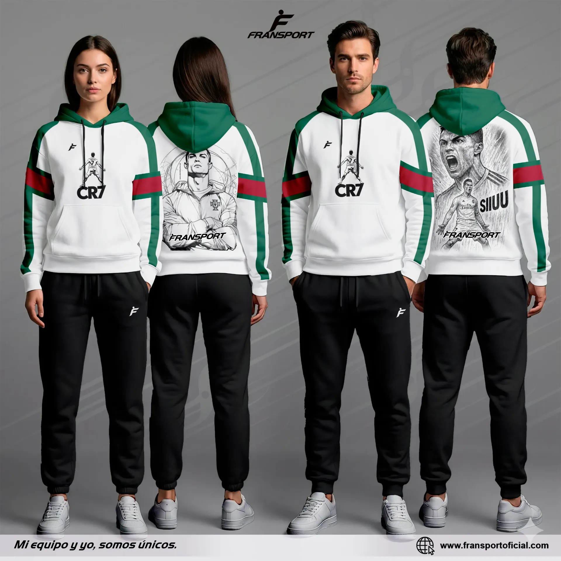 Chándal casual Personalizable Fransport - ID 1420 (Blanco)