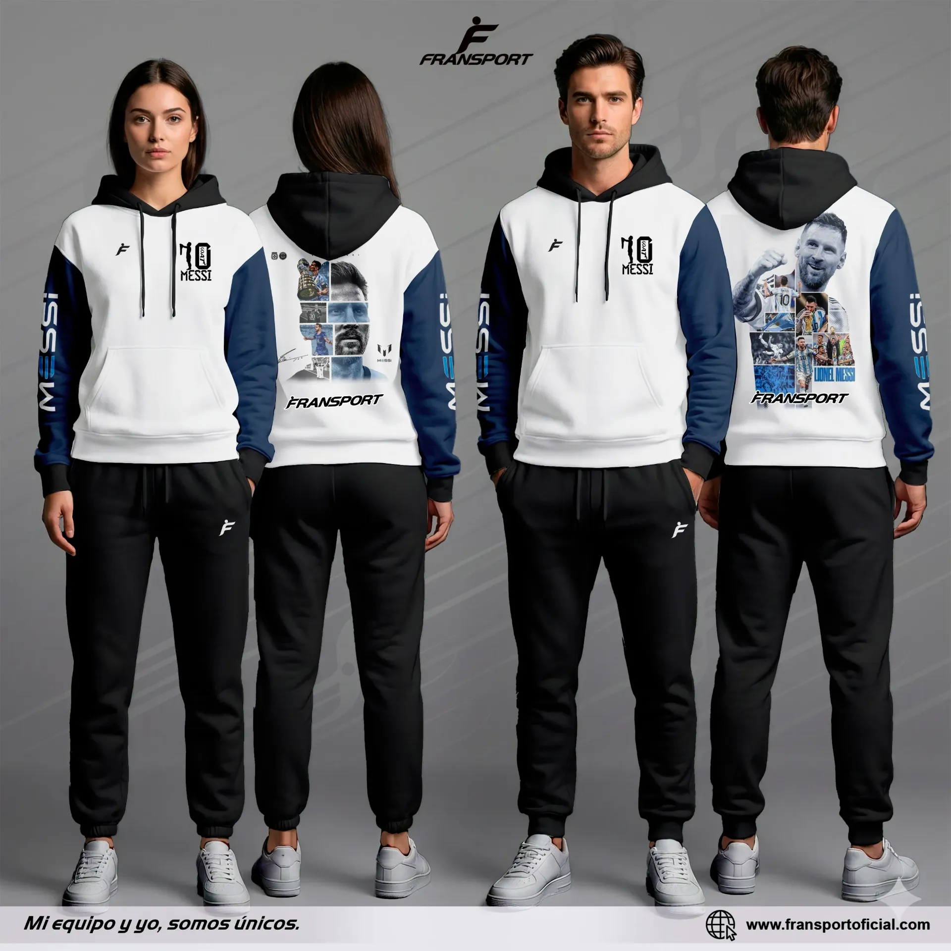Chándal casual Personalizable Fransport - ID 1420 (Blanco)