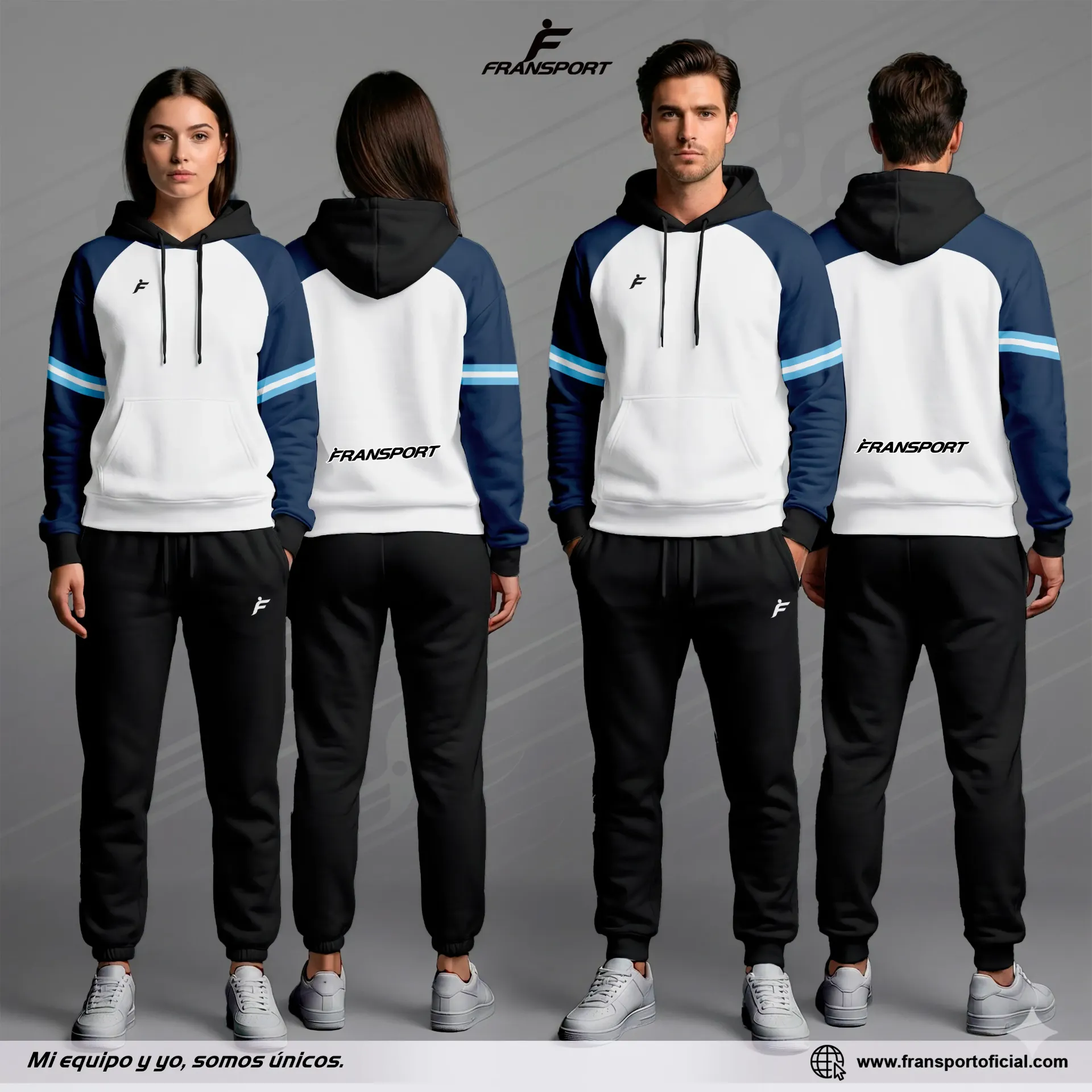 Chándal casual Personalizable Fransport - ID 1420 (Blanco)