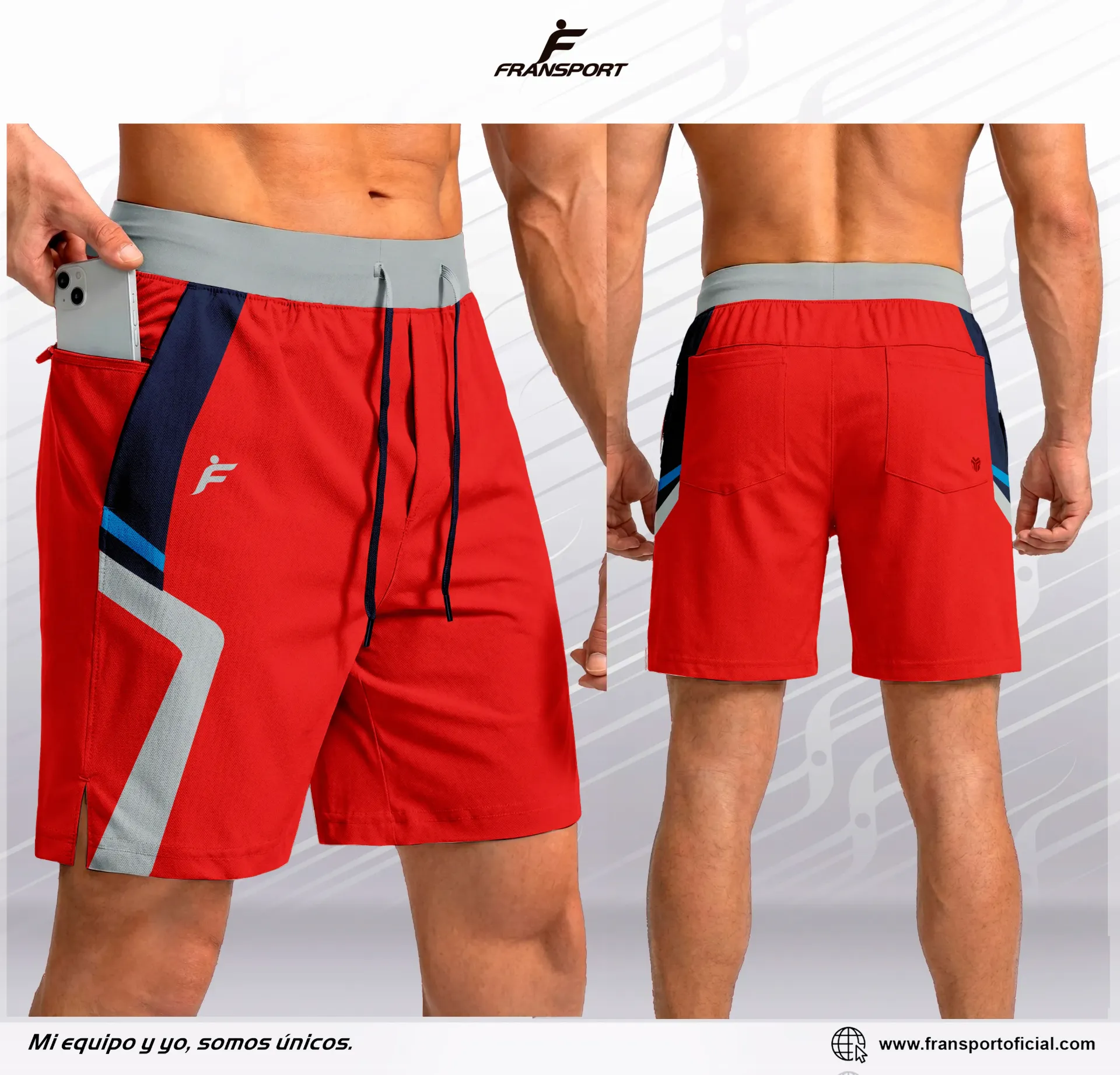 Bermudas Casuales Personalizables Fransport - ID 1420      (Rojo)