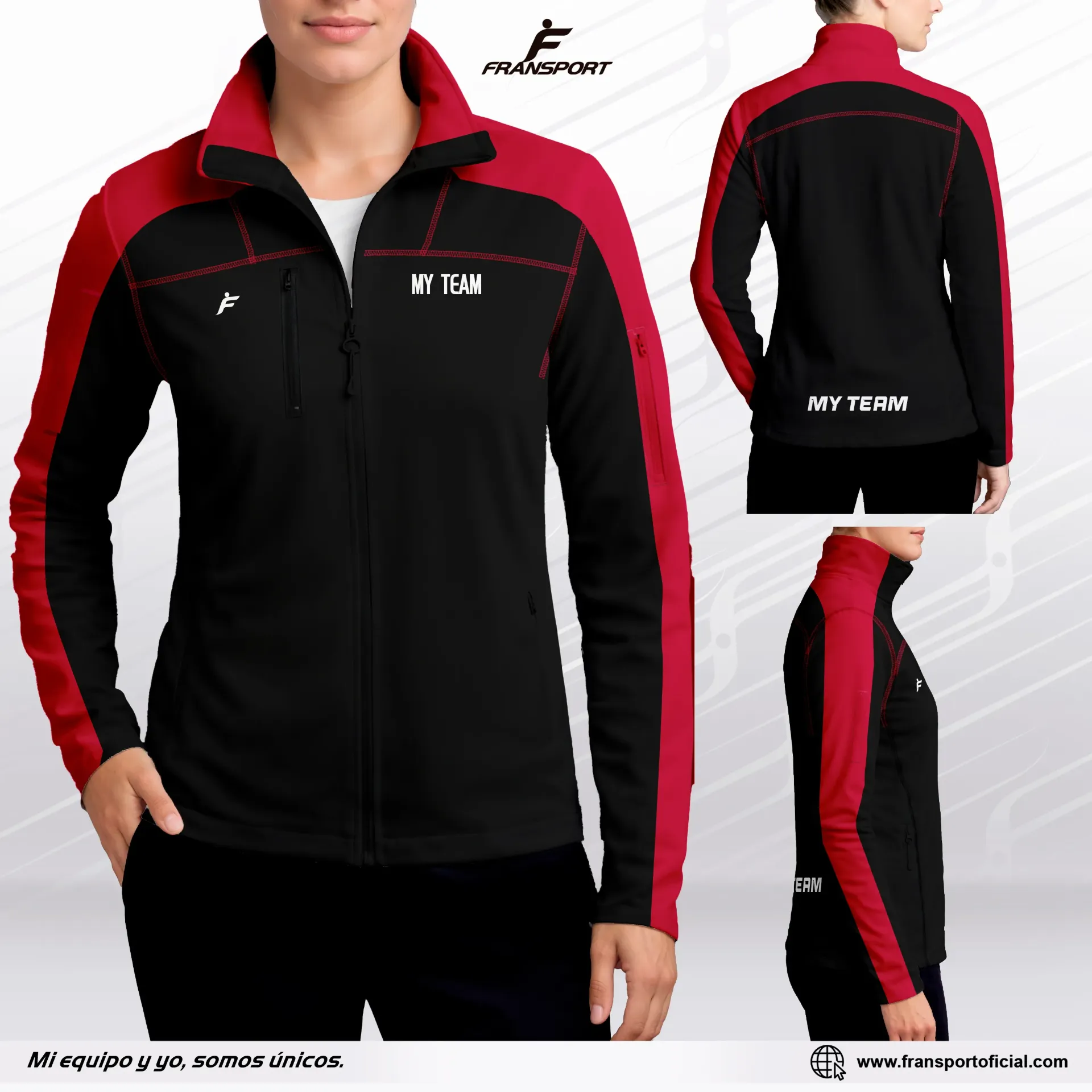 Chamarras en Micropolar Personalizables Fransport - ID 1419 mujer   (Negro)