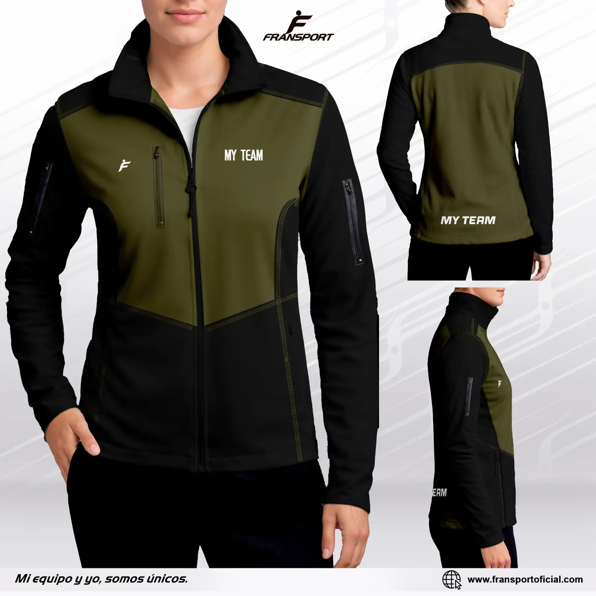 Chamarras en Micropolar Personalizables Fransport - ID 1419 mujer   (Negro)