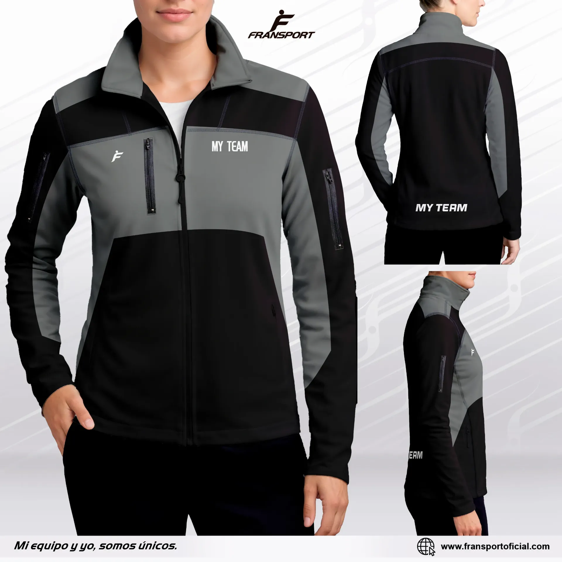 Chamarras en Micropolar Personalizables Fransport - ID 1419 mujer (Negro)