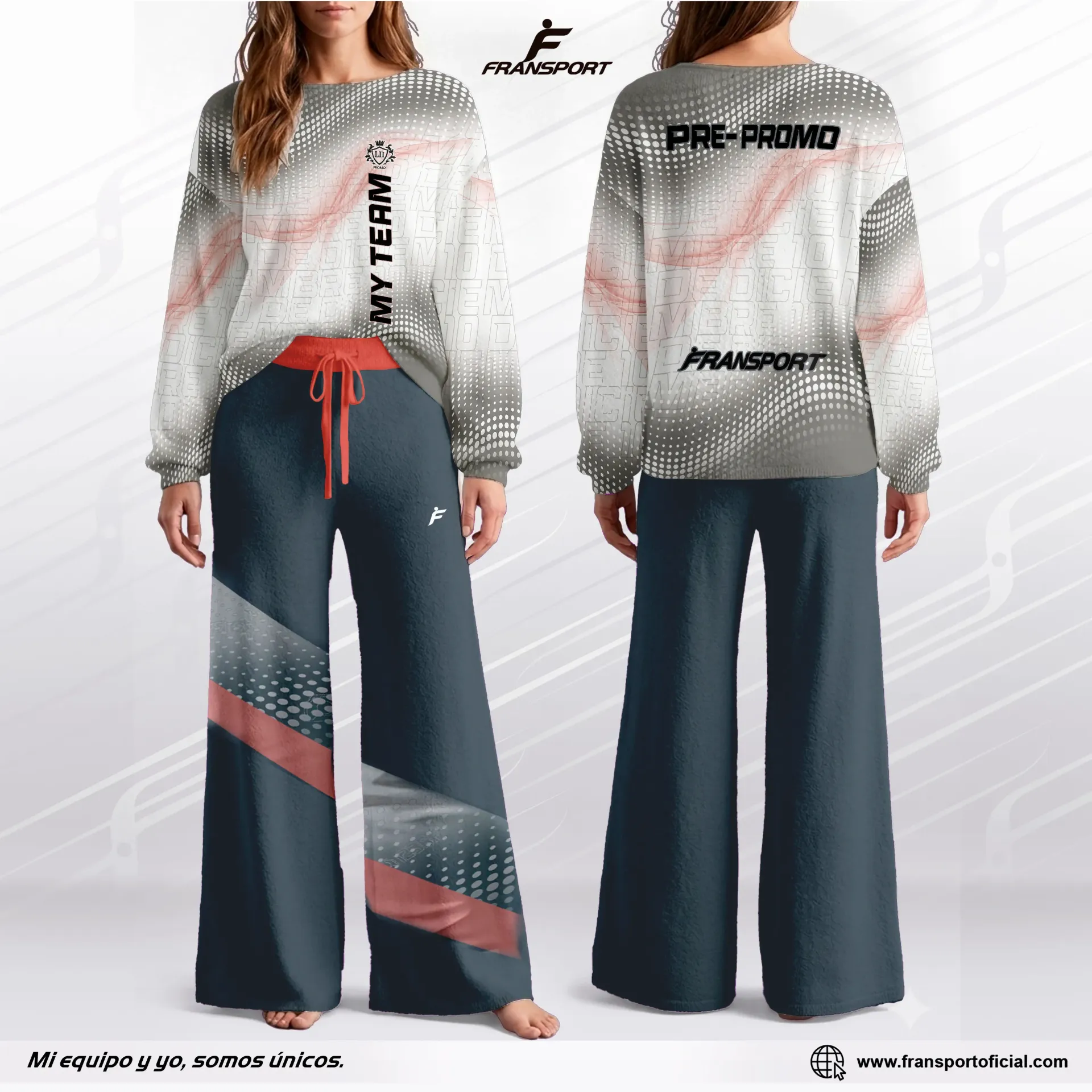 Conjunto Deportivo Casual Mujer Personalizable Fransport - ID 1420 (Blanco)